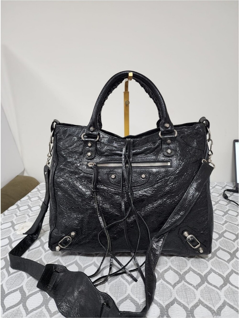 Balenciaga Motocross Classic Velo Satchel Bag Black